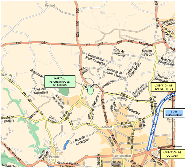 Plan d'accès à Bohars